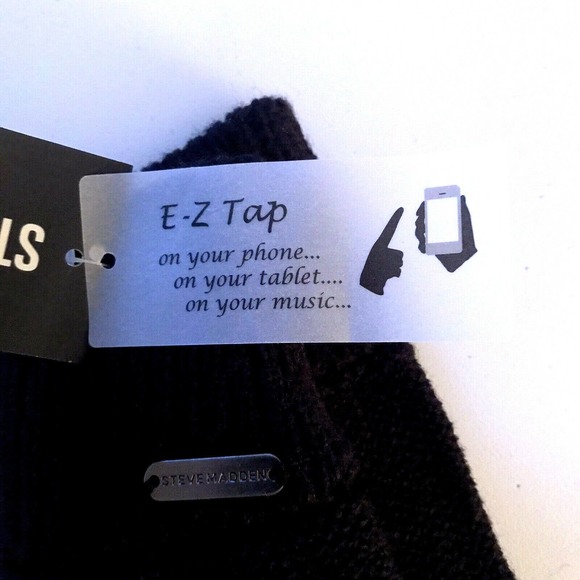 Steve Madden for Macys EZ Tap Touchscreen Gloves Black Knit NWT $18 - Picture 5 of 5